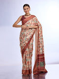 Cream Tissue Saree With Blouse Piece