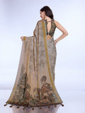 Grey Poly Silk Festival Saree With Blouse Piece