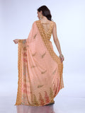 Orange Poly Chiffon Festival Saree With Blouse Piece