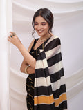 Black Satin Ready To Wear Saree With Blouse Piece