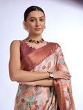 Cream Tissue Saree With Blouse Piece