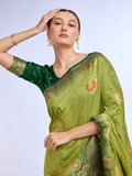 Green Pure Silk Saree With Blouse Piece