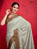 Green Poly Silk Festival Saree With Blouse Piece