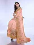 Orange Poly Chiffon Festival Saree With Blouse Piece