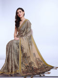 Grey Poly Silk Festival Saree With Blouse Piece