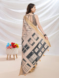 Beige Silk Blend Casual Wear Saree With Blouse Piece