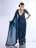 Blue Georgette Saree With Blouse Piece