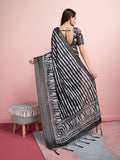 Charcoal Silk Blend Daily Wear Saree With Blouse Piece