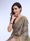 Grey Poly Silk Festival Saree With Blouse Piece