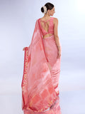 Peach Satin Saree With Blouse Piece