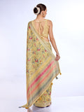 Yellow Linen Blend Saree With Blouse Piece