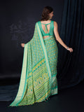 Teal Chiffon Saree With Blouse Piece