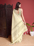 Yellow Linen Saree With Blouse Piece