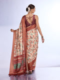 Cream Tissue Saree With Blouse Piece