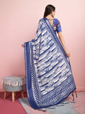 Blue Silk Blend Daily Wear Saree With Blouse Piece