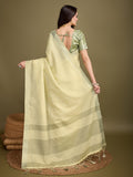 Yellow Linen Daily Wear Saree With Blouse Piece