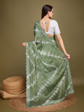 Green Organza Party Wear Saree With Blouse Piece