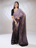 Purple Silk Blend Ready To Wear Saree With Blouse Piece