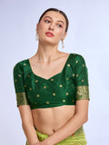 Green Pure Silk Saree With Blouse Piece