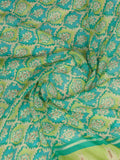 Teal Chiffon Saree With Blouse Piece