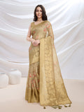 Mustard Cotton Blend Festive Wear Saree With Blouse Piece