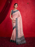 Pink Poly Silk Festival Saree With Blouse Piece