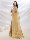 Mustard Cotton Blend Festive Wear Saree With Blouse Piece