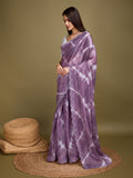 Purple Organza Party Wear Saree With Blouse Piece