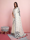 White Silk Blend Party Wear Saree With Blouse Piece