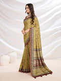 Yellow Cotton Blend Casual Wear Saree With Blouse Piece