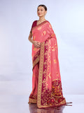 Peach Pure Silk Saree With Blouse Piece