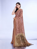 Rust Poly Silk Festival Saree With Blouse Piece