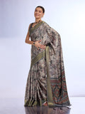 Grey Tissue Saree With Blouse Piece