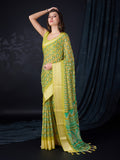 Green Chiffon Saree With Blouse Piece