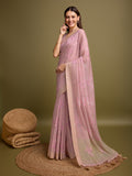 Pink Tissue Saree With Blouse Piece