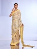 Yellow Georgette Saree With Blouse Piece