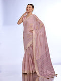 Peach Tissue Saree With Blouse Piece