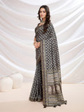 Black Cotton Blend Casual Wear Saree With Blouse Piece