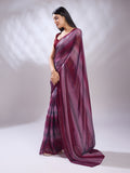 Purple Silk Blend Ready To Wear Saree With Blouse Piece