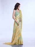 Sea Green Poly Chiffon Festive Wear Saree With Blouse Piecde