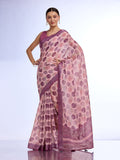 Burgundy Linen Saree With Blouse Piece