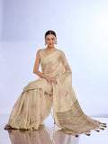 Khaki Tissue Saree With Blouse Piece