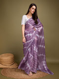 Purple Organza Party Wear Saree With Blouse Piece