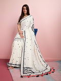 White Silk Blend Party Wear Saree With Blouse Piece