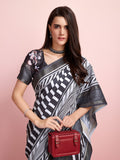 Grey Silk Blend Daily Wear Saree With Blouse Piece