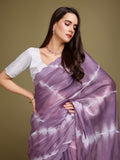 Purple Organza Party Wear Saree With Blouse Piece