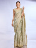 Green Tissue Linen Saree With Blouse Piece