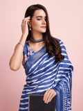 Blue Silk Blend Daily Wear Saree With Blouse Piece