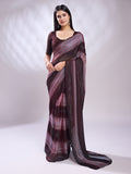 Purple Silk Blend Ready To Wear Saree With Blouse Piece