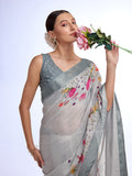 Off White Linen Saree With Blouse Piece